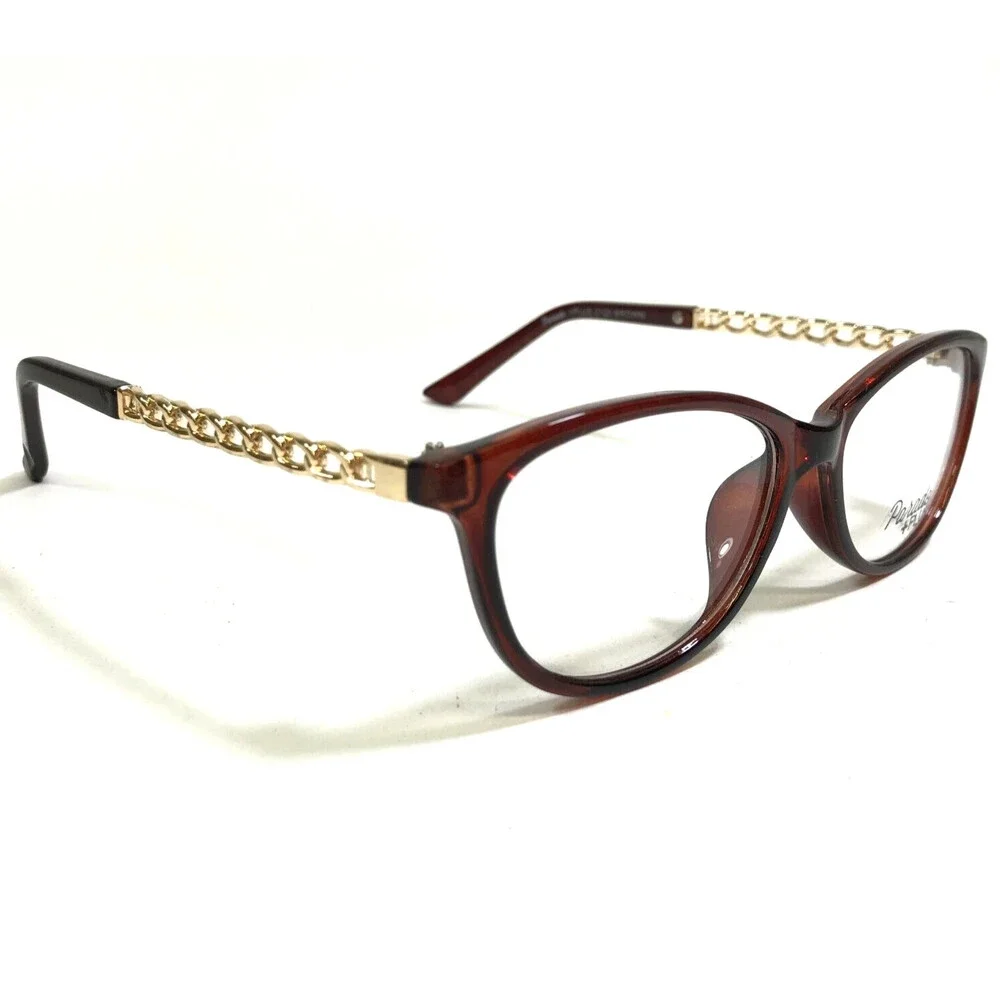 Parade Eyeglasses Frames 2120 BROWN Clear Gold Chains Full Rim 53-15-142